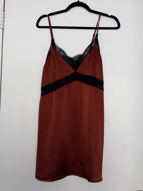 Forever 21 Rust Slip Dress with Black Lace Trim